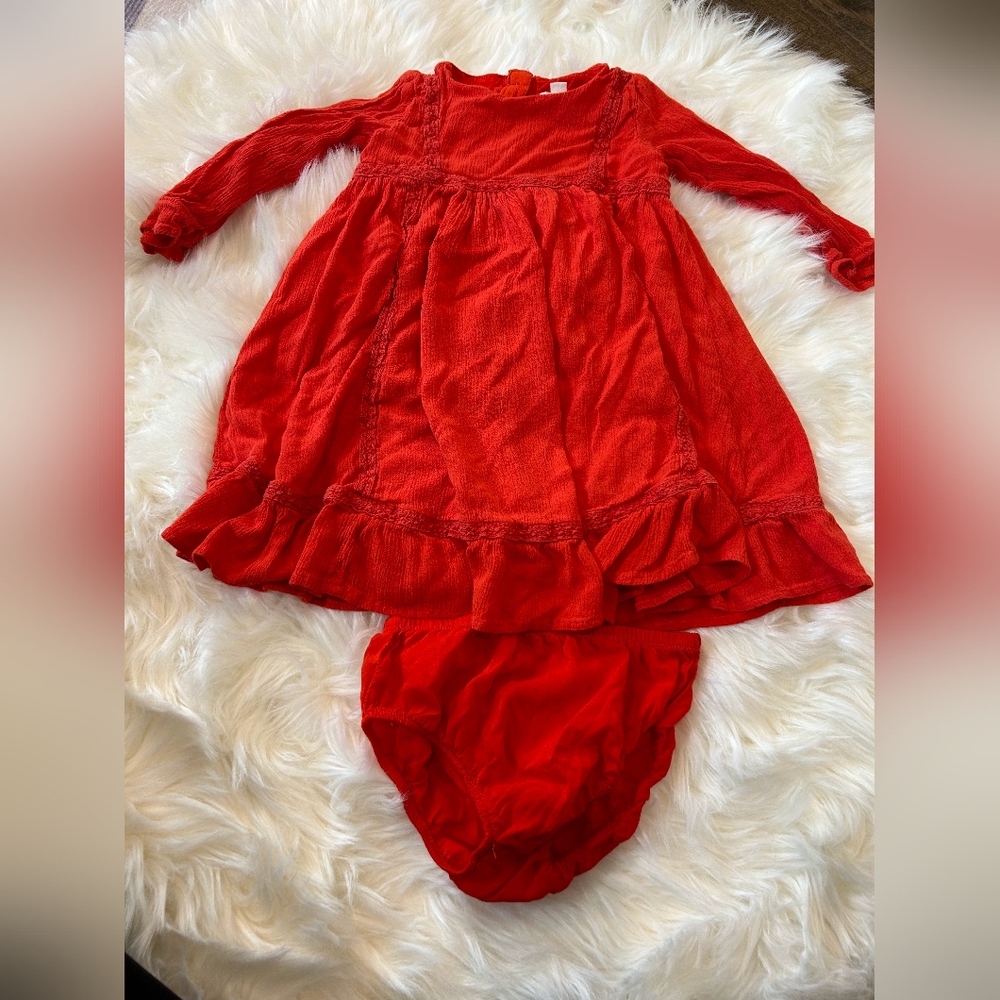 Gymboree Red flowy dress with bloomers size 18-24 months
